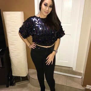 Black/Purple Sequin Crop Top